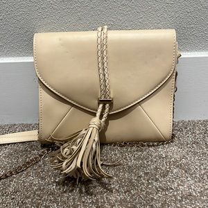 Cream tassel gold chain purse